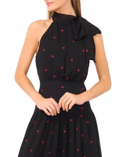 CeCe Halter Tie Neck Tiered Maxi Dress Women's