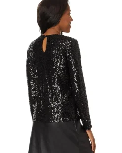 CeCe Long Slv Sequin Crew Neck 060 Women's