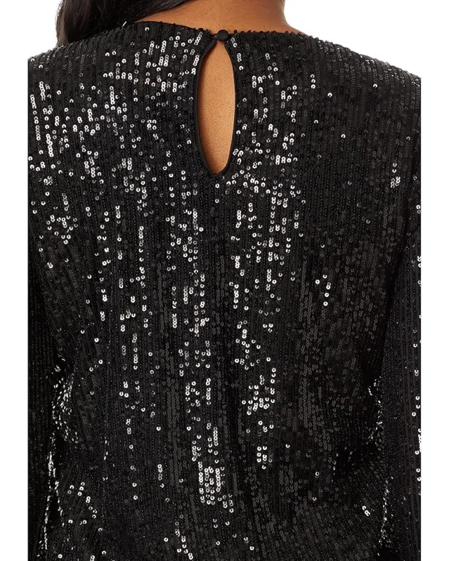 CeCe Long Slv Sequin Crew Neck 060 Women's