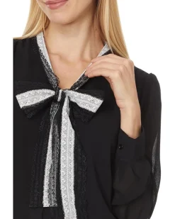 CeCe L/S Blouse W/ Bow Tie Collar 060 Women's