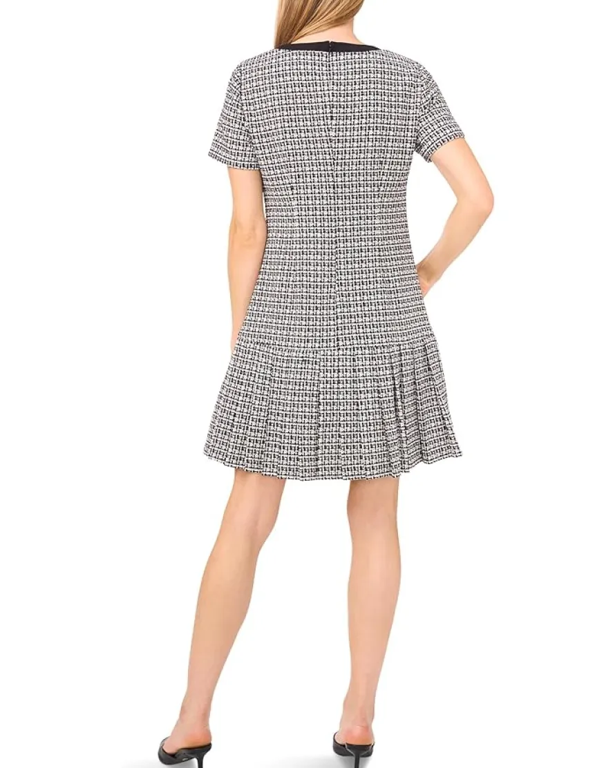 CeCe Pleated Box Combo Bow Dress Women's