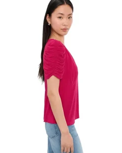 CeCe Puff Short Sleeve V-neck Knit Top Women's