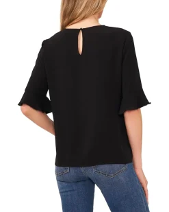 CeCe Ruffle Cuff Crew Neck Blouse Women's