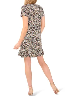 CeCe Ruffled Hem V-neck Knit Dress Women's