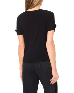 CeCe Short Sleeve Bow Sleeve Knit Top Women's