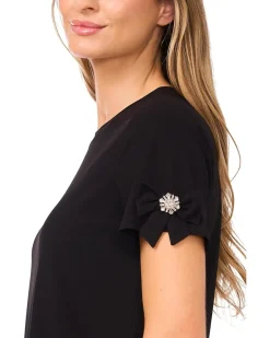 CeCe Short Sleeve Bow Sleeve Knit Top Women's