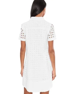 CeCe Short Sleeve Eyelet Collared Babydoll Dress Women's