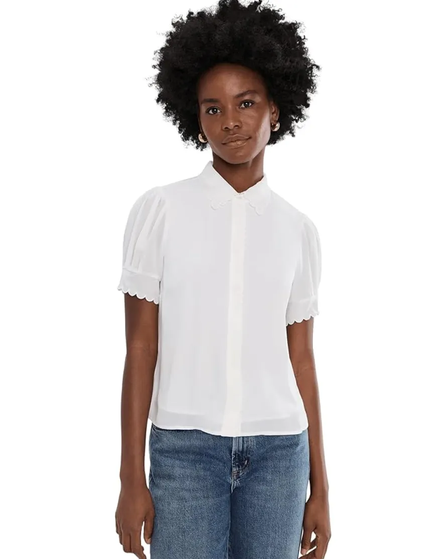 CeCe Short Sleeve Scallop Top Women's