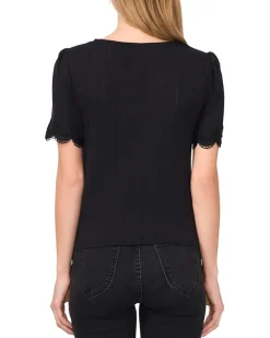 CeCe Short Sleeve Tee With Lace Sleeve Opening Women's