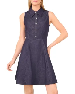 CeCe Sleeveless Fit & Flare Collared Dress Women's