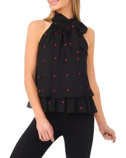 CeCe Tiered Halter Bow Tie Top Women's