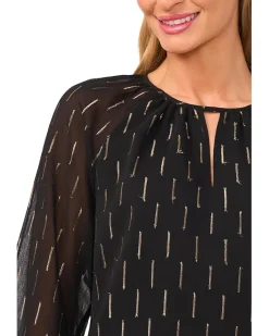 CeCe Tiered Sleeve Front Keyhole Blouse Women's