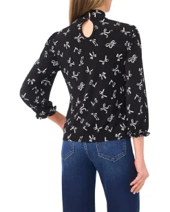 CeCe Tossed Bows Mock Neck Knit Top Women's
