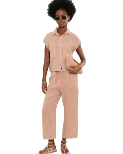 Elliott Lauren At Ease, Button Front Sleeveless Shirt with Patch Pocket Women's