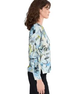 Elliott Lauren Collage - Long Sleeve Crew Neck Printed Top Women's