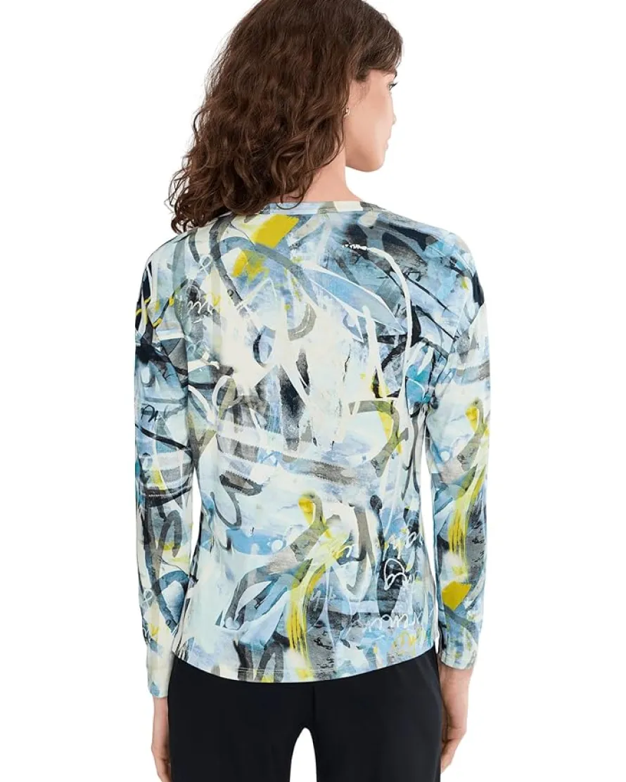 Elliott Lauren Collage - Long Sleeve Crew Neck Printed Top Women's