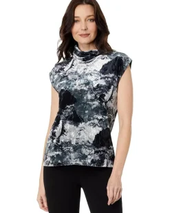 Elliott Lauren Galaxy Printed Velvet Sleeveless Turtleneck Women's