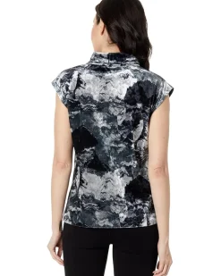 Elliott Lauren Galaxy Printed Velvet Sleeveless Turtleneck Women's