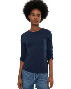 Elliott Lauren Garment Dye Tees - Crew Neck Ruch Sleeve Tee Women's