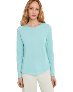 Elliott Lauren Garment Dye Tees - Long Sleeve Tee With Raw Edges Women's