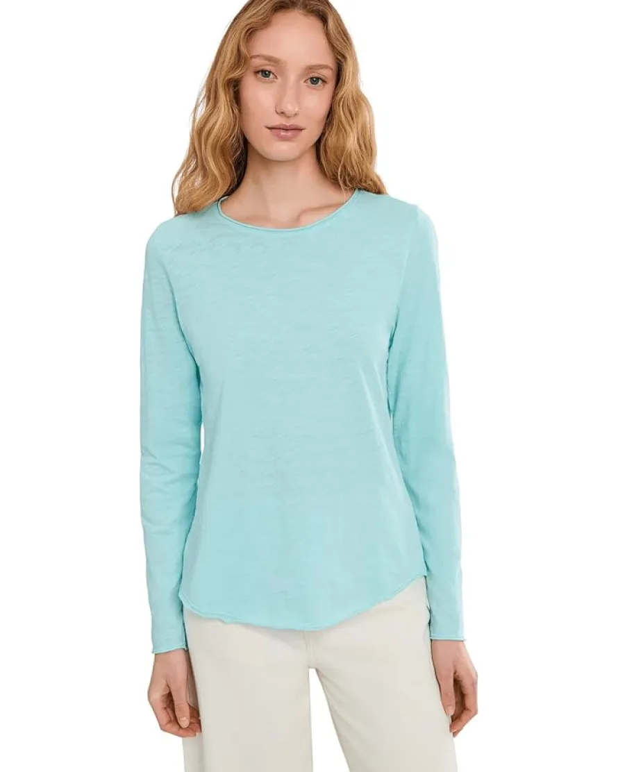 Elliott Lauren Garment Dye Tees - Long Sleeve Tee With Raw Edges Women's
