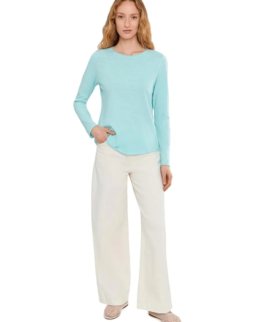 Elliott Lauren Garment Dye Tees - Long Sleeve Tee With Raw Edges Women's