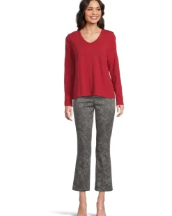 Elliott Lauren Garment Dye Tees - Long Sleeve V-Neck Knit Top Women's
