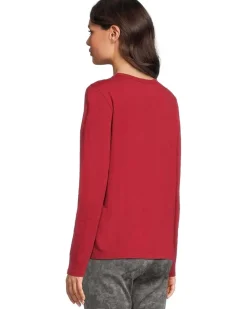 Elliott Lauren Garment Dye Tees - Long Sleeve V-Neck Knit Top Women's