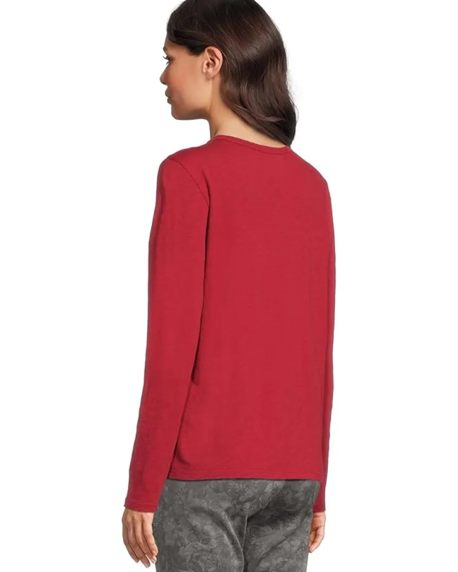 Elliott Lauren Garment Dye Tees - Long Sleeve V-Neck Knit Top Women's