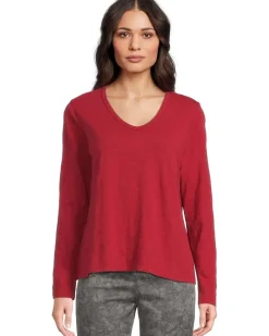 Elliott Lauren Garment Dye Tees - Long Sleeve V-Neck Knit Top Women's
