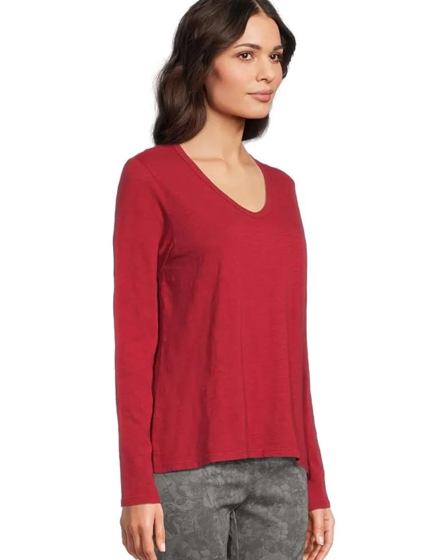 Elliott Lauren Garment Dye Tees - Long Sleeve V-Neck Knit Top Women's