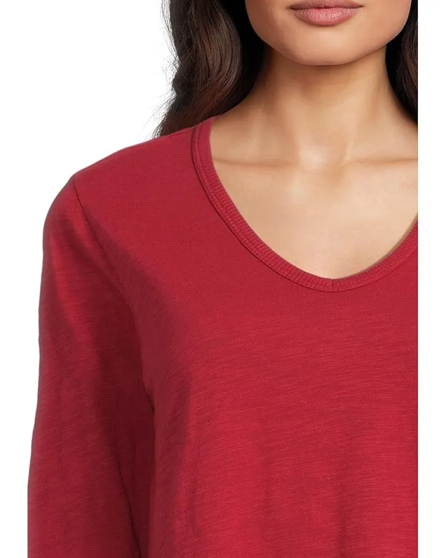 Elliott Lauren Garment Dye Tees - Long Sleeve V-Neck Knit Top Women's