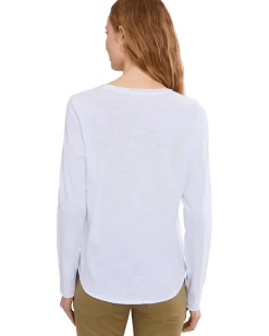 Elliott Lauren Garment Dye Tees - Long Sleeve Tee With Raw Edges Women's