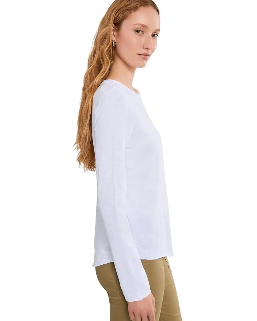 Elliott Lauren Garment Dye Tees - Long Sleeve Tee With Raw Edges Women's