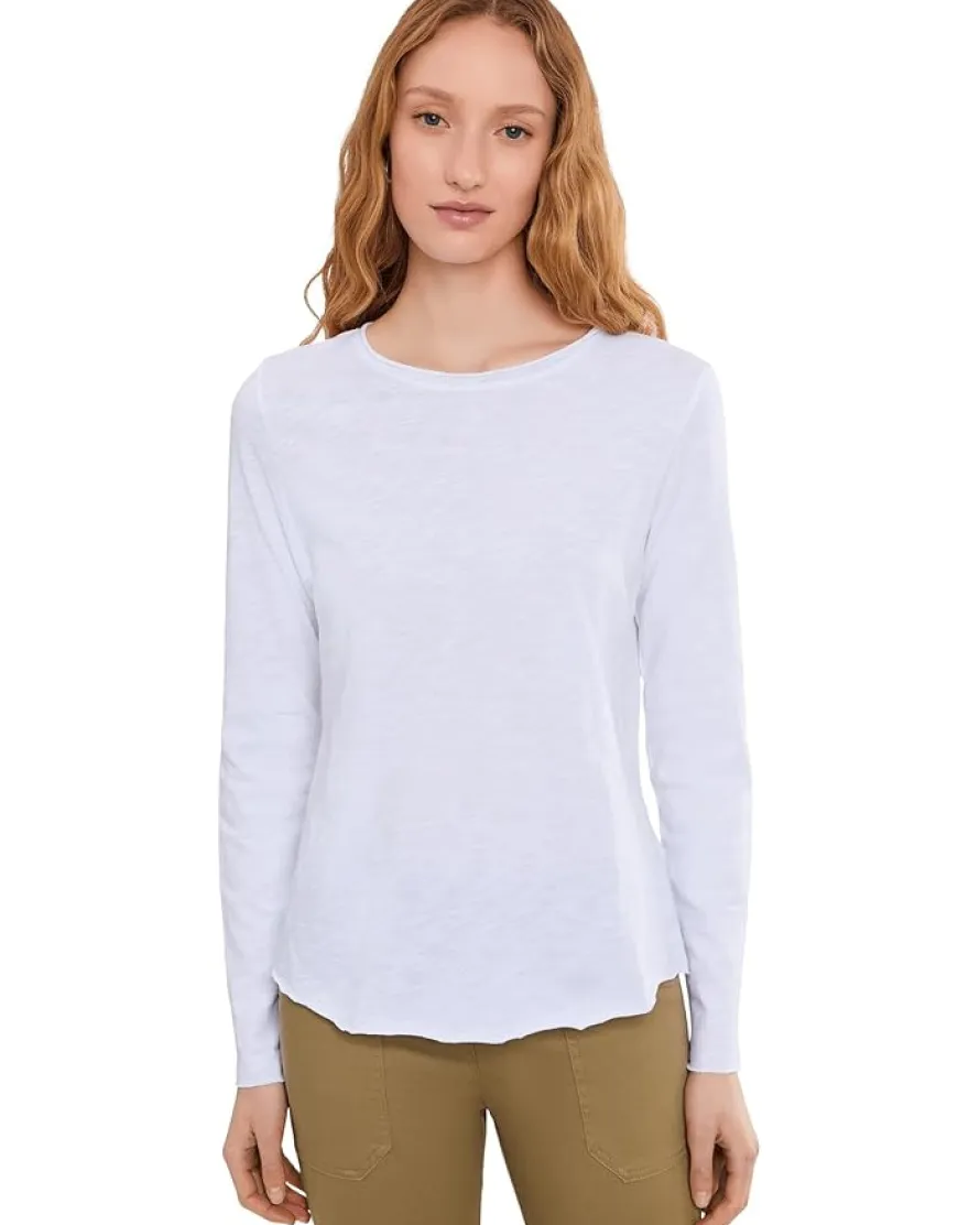 Elliott Lauren Garment Dye Tees - Long Sleeve Tee With Raw Edges Women's