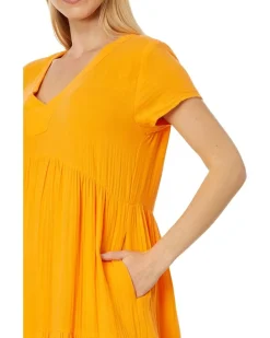 Elliott Lauren Gauze - Short Sleeve V-Neck Dress Women's