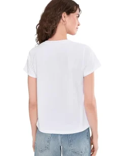 Elliott Lauren Heart's Desire - Short Sleeve Tee With Heart Embroidery Detail Women's