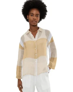 Elliott Lauren Sandcastle - Mesh Long Sleeve Easy Button-Up Shirt Women's