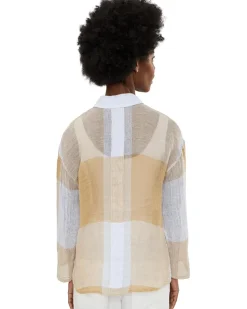 Elliott Lauren Sandcastle - Mesh Long Sleeve Easy Button-Up Shirt Women's