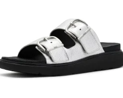 FitFlop Gen FF Buckle Tumbled Leather Two Bar Slides Women's