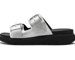 FitFlop Gen FF Buckle Tumbled Leather Two Bar Slides Women's