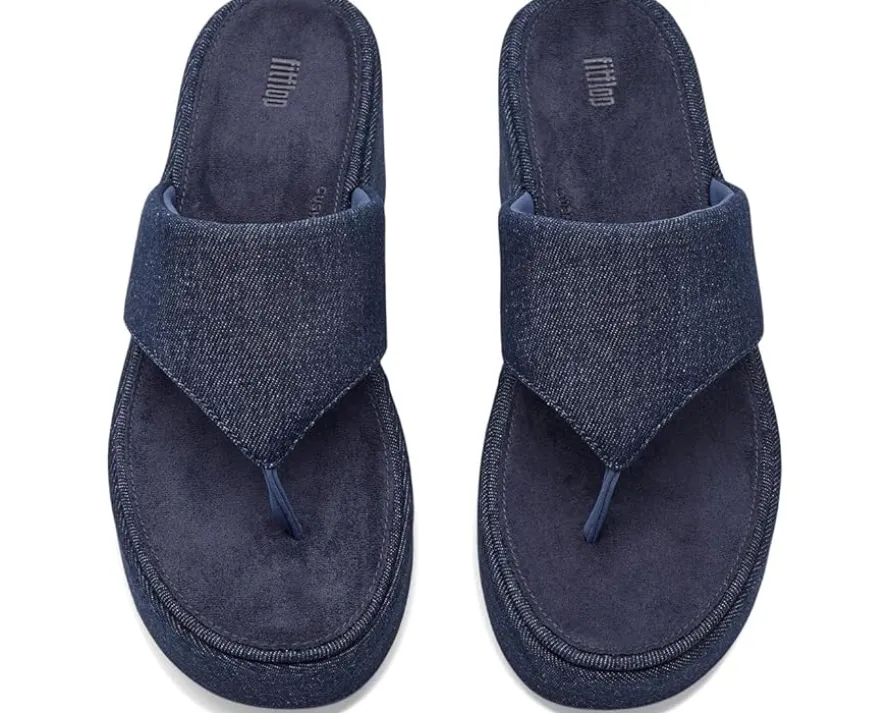 FitFlop Platfforms Denim Wedge Toe-Post Sandals Women's