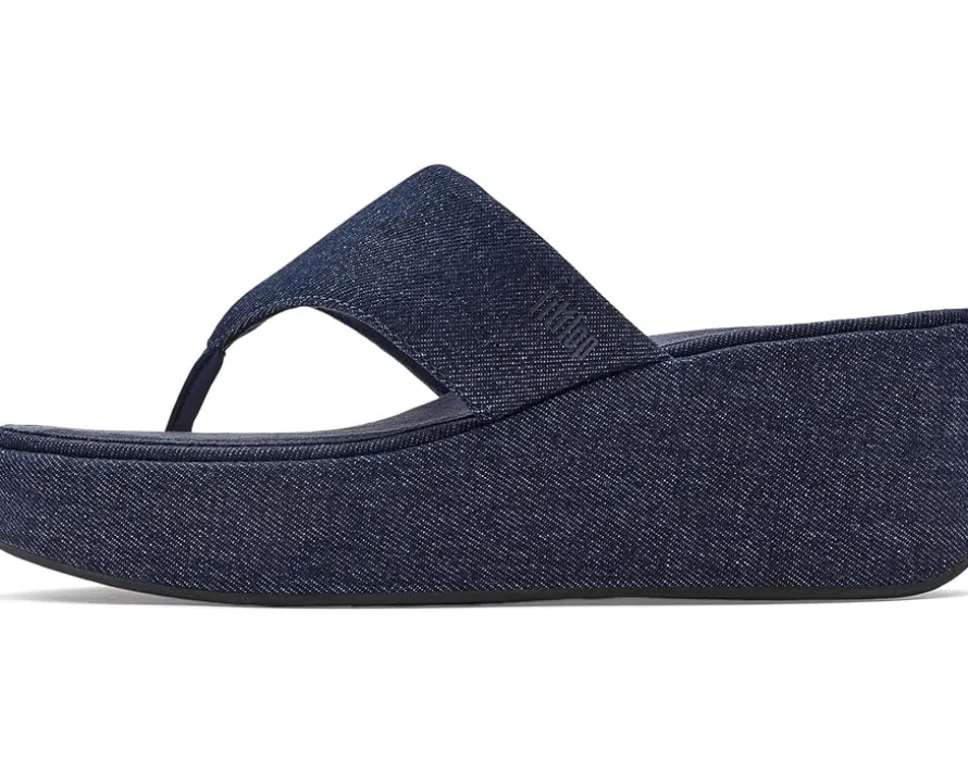 FitFlop Platfforms Denim Wedge Toe-Post Sandals Women's