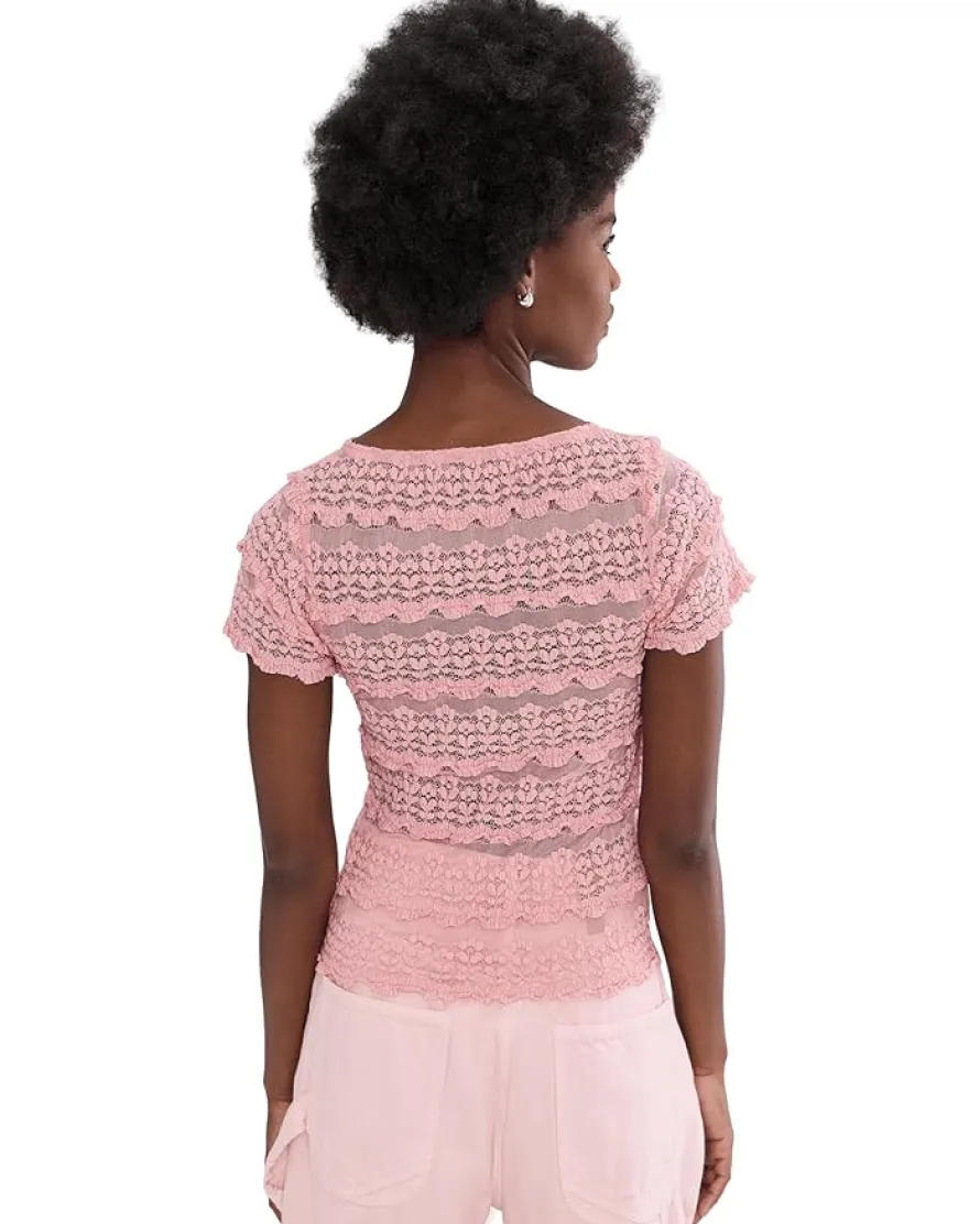 Free People Angelina Lace Tee Women's