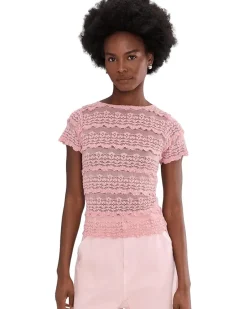 Free People Angelina Lace Tee Women's