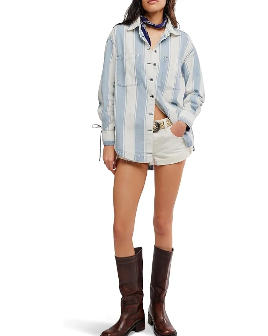 Free People Crossroads Striped Shirt Women's