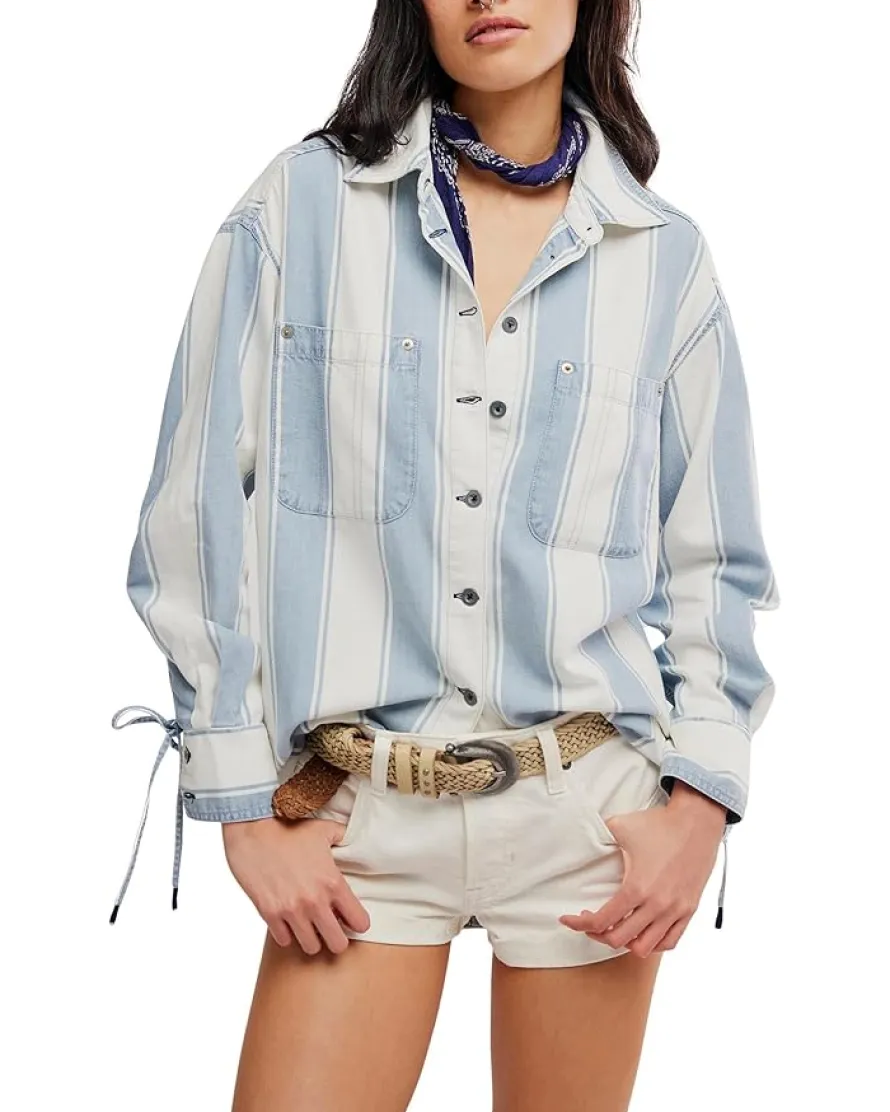 Free People Crossroads Striped Shirt Women's