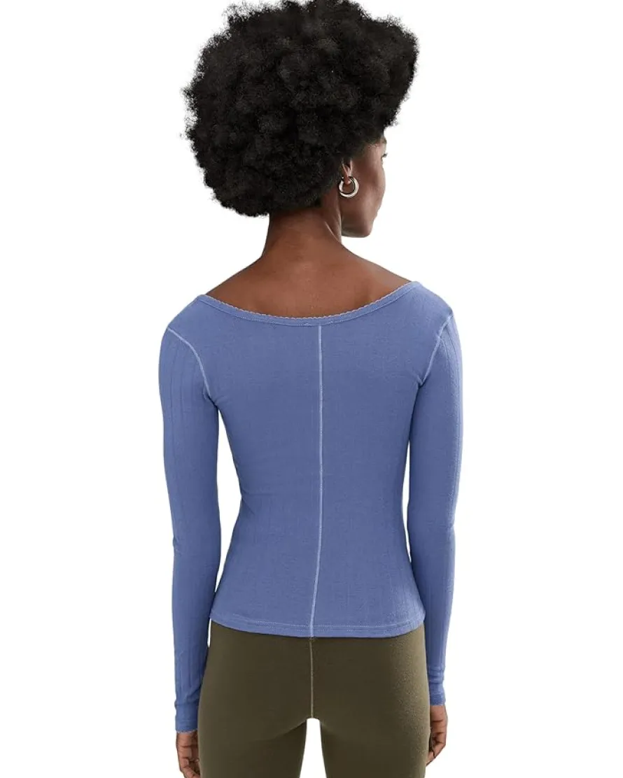 Free People End Game Pointelle Long Sleeve Women's