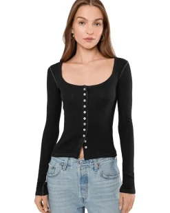 Free People End Game Pointelle Long Sleeve Women's