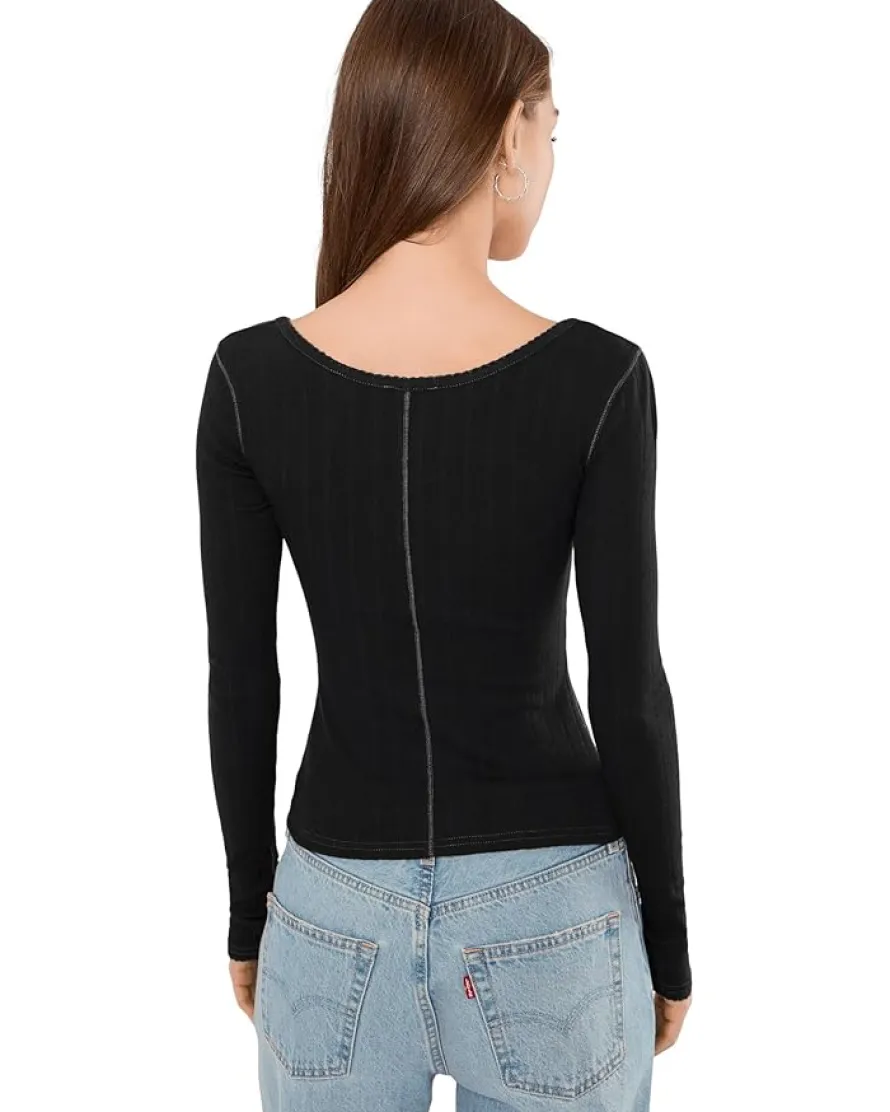 Free People End Game Pointelle Long Sleeve Women's